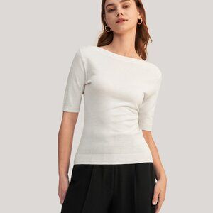 Lilysilk Silk boatneck top in Cream